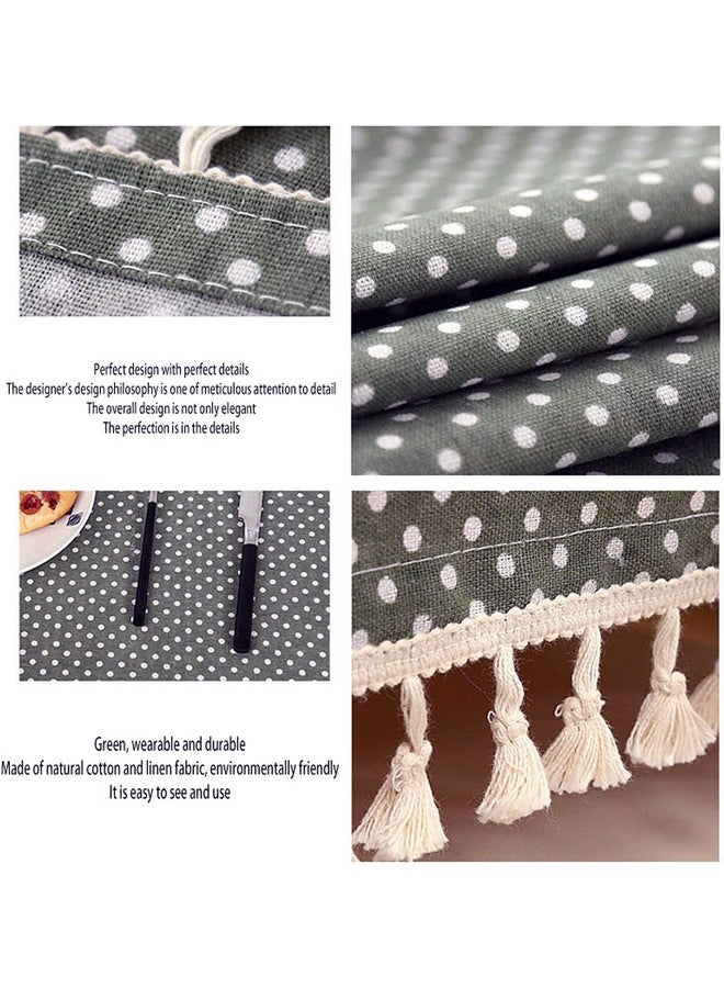 House of Quirk Rectangle Tablecloth Cotton Linen Table Cloth Dust-Proof Table Cover for Kitchen Dinning Tabletop Decoration (140x180cm, Grey Polka) - Image 2