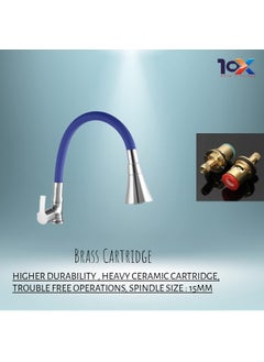 10X 10X Brass Swan Neck for Bathroom WashbasinKitchen SN28009 Table Mount Blue Flexible Neck Double Flow  - Image 3