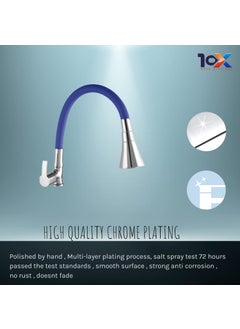 10X 10X Brass Swan Neck for Bathroom WashbasinKitchen SN28009 Table Mount Blue Flexible Neck Double Flow  - Image 2