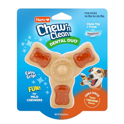 Hartz Chew ‘n Clean Chew Toy and Treat in One Chicken Flavored Tri-Point Dog Toy, Small - Image 1