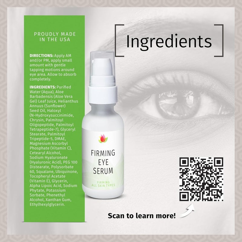 Reviva Labs Firming Eye Serum with DMAE, Peptides, Alpha Lipoic Acid & Vitamin C - 1 fl oz (29.5 ml) - Image 5
