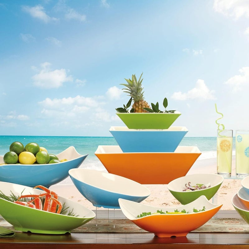 GET B792SE Angled Cascading Serving Bowl for Salads Rice and Dessert 24 Ounce  925 Seabreeze Blue - Image 2