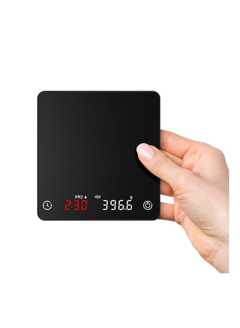 SYOSI High Precision Coffee Scaley, Espresso Scale, LED Display Digital Weigh Coffee Scale with Timer, Rechargeable, 2kg/0.1g Pour Over Hand Drip Scale Weighing Instrument Auto Mode (Black) - Image 1