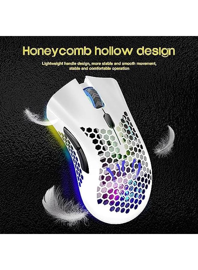 Wireless Gaming Mouse, Silent Click Wireless Rechargeable Mouse with Colorful LED Lights and 3 Level DPI 400mah Lithium Battery for Laptop and Computer (C23 White) - Image 2