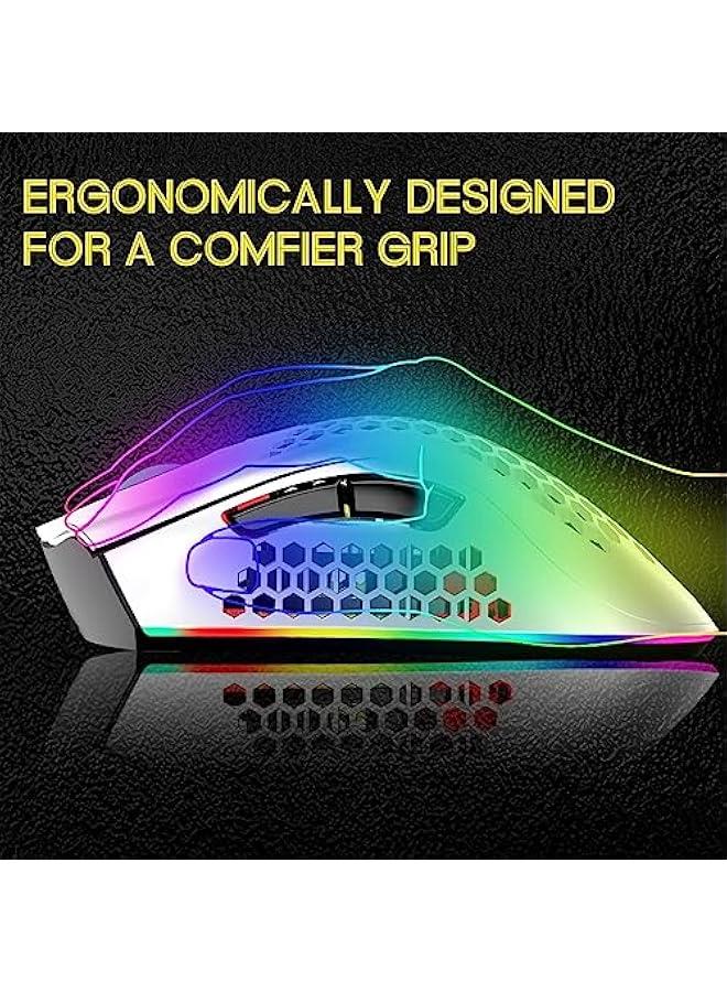 Wireless Gaming Mouse, Silent Click Wireless Rechargeable Mouse with Colorful LED Lights and 3 Level DPI 400mah Lithium Battery for Laptop and Computer (C23 White) - Image 3