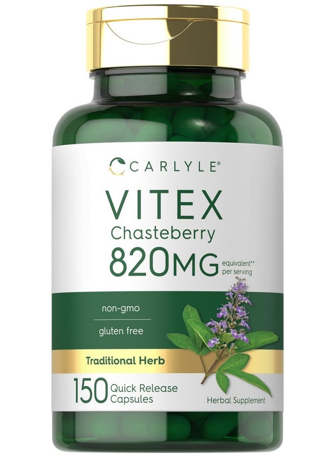 مكمل كارلايل فيتكس تشاستيبيري | ٨٢٠ ملغ | ١٥٠ كبسولة | ثمرة فيتكس أغنوس كاستوس للنساء | غير معدل وراثيًا، خالٍ من الغلوتين - Image 1