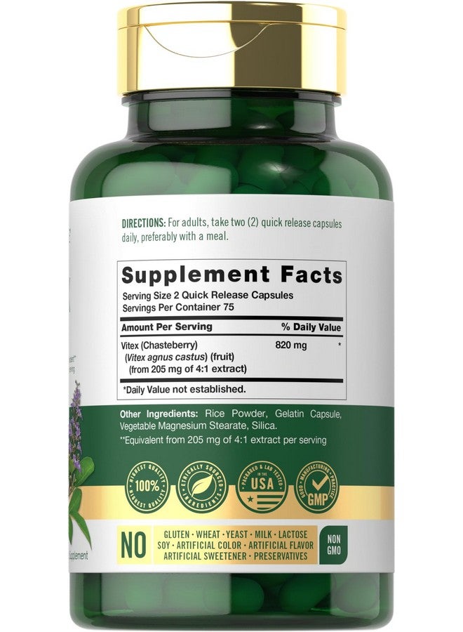 مكمل كارلايل فيتكس تشاستيبيري | ٨٢٠ ملغ | ١٥٠ كبسولة | ثمرة فيتكس أغنوس كاستوس للنساء | غير معدل وراثيًا، خالٍ من الغلوتين - Image 2