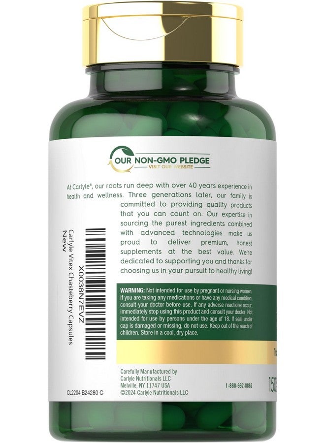 مكمل كارلايل فيتكس تشاستيبيري | ٨٢٠ ملغ | ١٥٠ كبسولة | ثمرة فيتكس أغنوس كاستوس للنساء | غير معدل وراثيًا، خالٍ من الغلوتين - Image 3