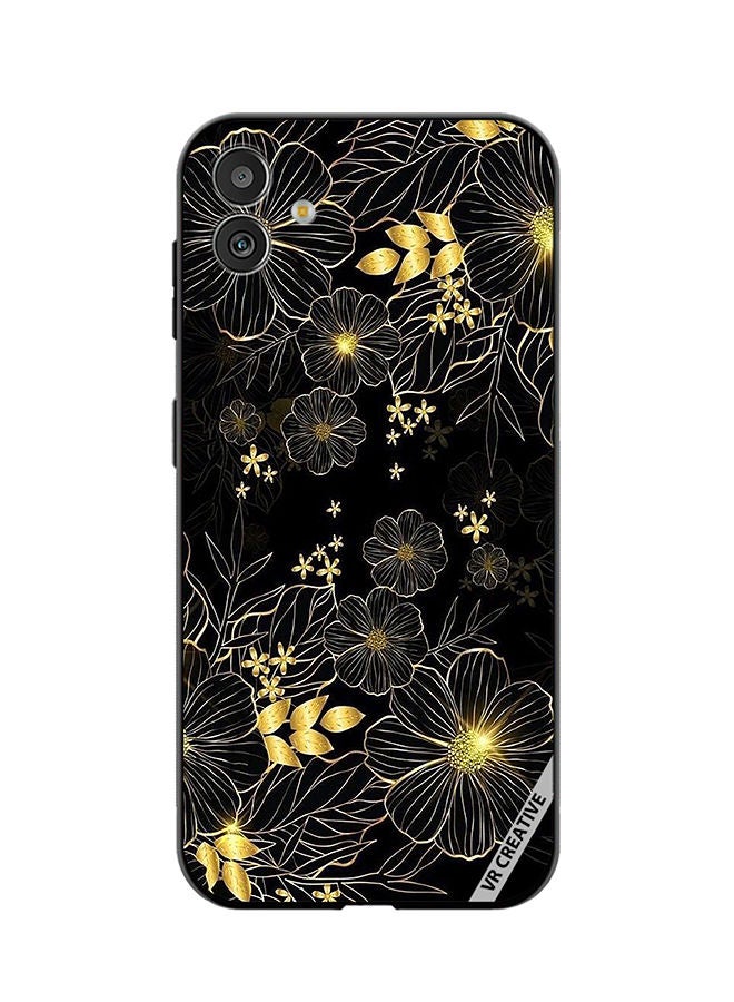 VR CREATIVE Protective Case Cover For Samsung Galaxy F14 Golden Flower Design Multicolour - Image 1