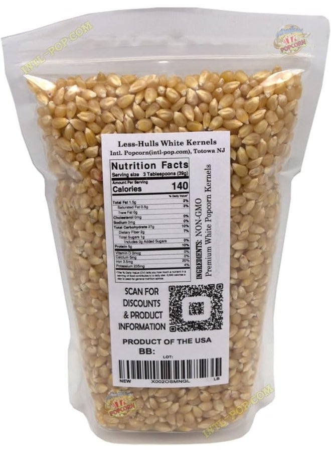 INTERNATIONAL POPCORN 3.9 LB White Virtually Hulless (Less Hulls) Popcorn Kernels • Resealable Bag • USA Grown • NON-GMO, Vegan, KOSHER • Great for Movie Night • INTL POP - Image 2