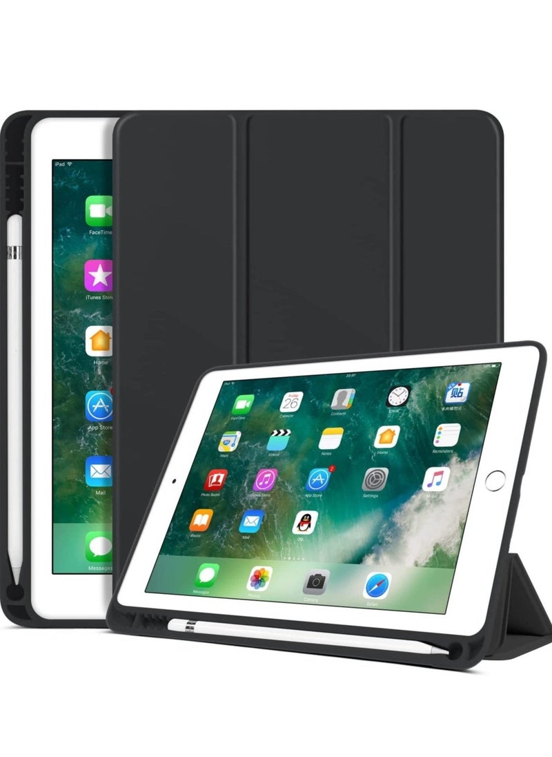Raxoom iPad 6th Generation Case, iPad 5th Generation Case with Pencil Holder, Premium Folio Folding Stand Smart Auto Wake/Sleep Protective Tablet Case Cover for Apple iPad 9.7 Inch 2018/2017, Black - Image 1