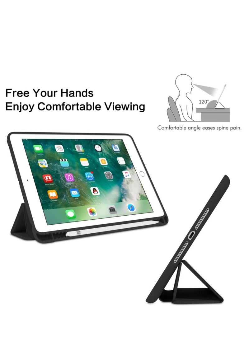 Raxoom iPad 6th Generation Case, iPad 5th Generation Case with Pencil Holder, Premium Folio Folding Stand Smart Auto Wake/Sleep Protective Tablet Case Cover for Apple iPad 9.7 Inch 2018/2017, Black - Image 2