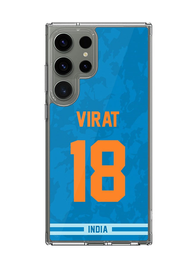 Stylizedd Classic Clear Case for Samsung Galaxy S25 Ultra , Hybrid Soft Case Flexible Edges Thin Transparent Cover - Team India Virat Kohli, Jersey No 18 - Image 1