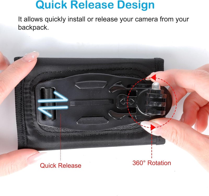 SHOPEE 360 Degree Rotating Anti-Slip Camera Backpack Shoulder Strap Clip Belt Mount for Insta360 One X5/X4/X3/ One R/Go 2 Compatible with Hero 13/12/11/10 /9/8/7/6 and Other Action Camera - Image 3