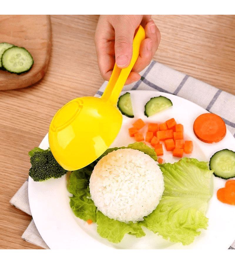 Yellow Baby Rice Shaper DIY Rice Bowl Bento Mold Kitchen Spoon - Image 1