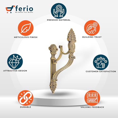 Ferio Zinc Brass Antique Curtain Bracket (Pack of 2) - Wall Mount - Rose Metal - Image 4