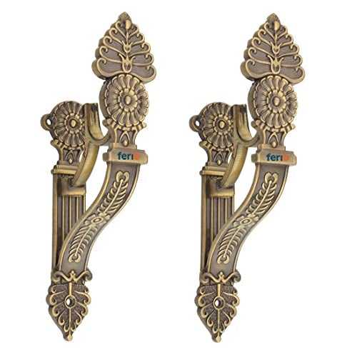 Ferio Zinc Brass Antique Curtain Bracket (Pack of 2) - Wall Mount - Rose Metal - Image 1