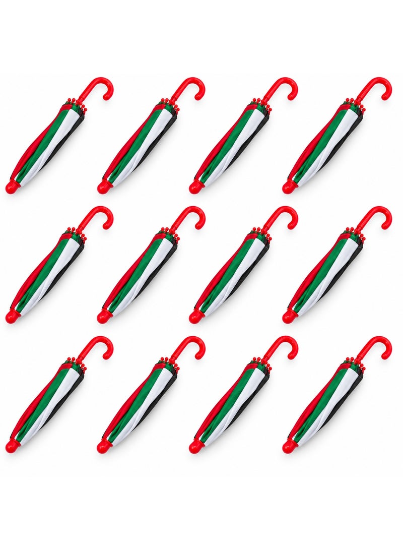 Small UAE National Day Umbrellas, UAE Flag Colours with Red Curved Handles, Celebration Accessories – Pack of 12 - Image 2