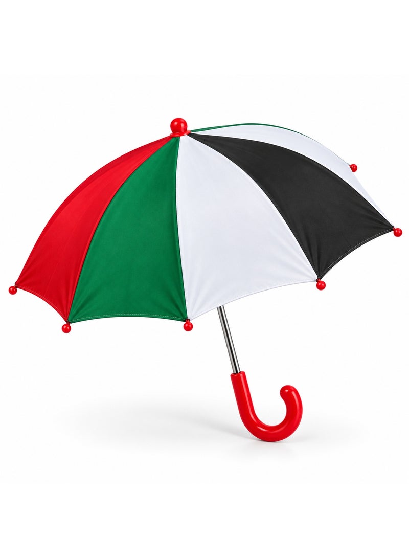 Small UAE National Day Umbrellas, UAE Flag Colours with Red Curved Handles, Celebration Accessories – Pack of 12 - Image 3