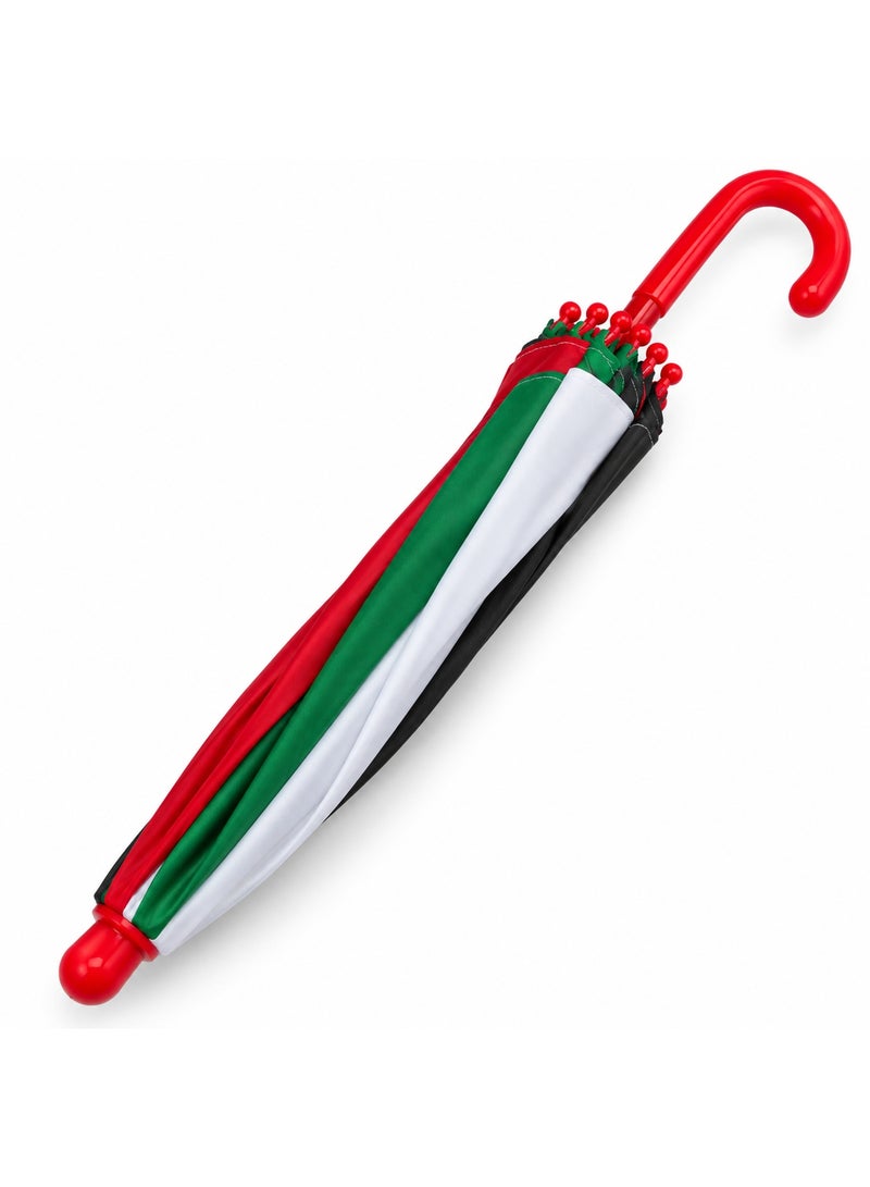 Small UAE National Day Umbrellas, UAE Flag Colours with Red Curved Handles, Celebration Accessories – Pack of 12 - Image 4