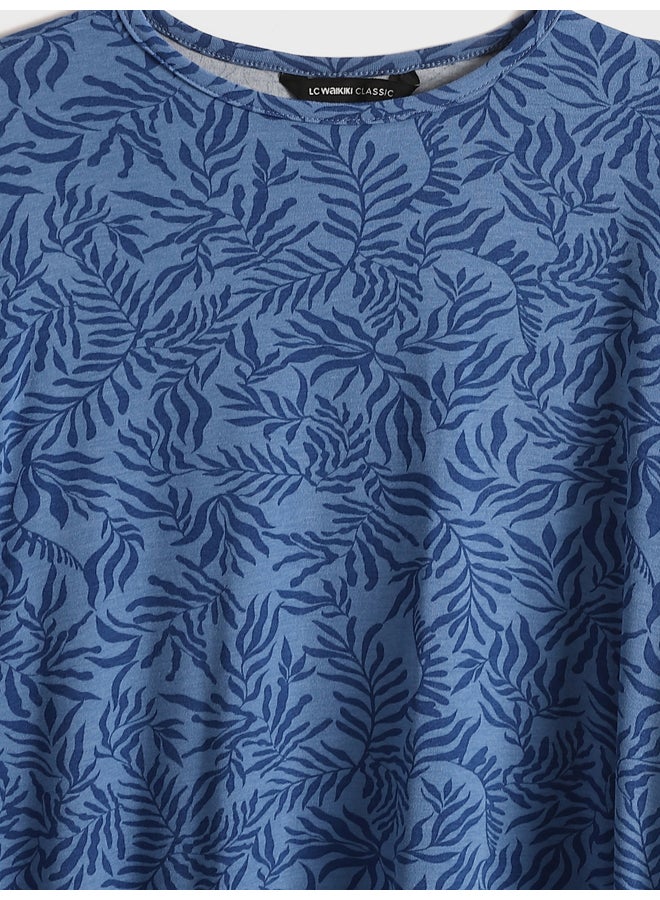 LC WAIKIKI تي شيرت نسائي بأكمام طويلة ونقشة على شكل طاقم رقبة - Image 4