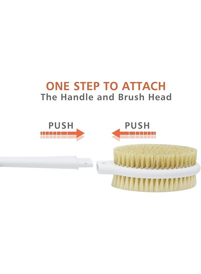 فرشاة استحمام بشعيرات ناعمة وصلبة، مقبض طويل جدًا بطول 20.5 بوصة، فرشاة ظهر مزدوجة الجانب لتقشير الجسم للاستحمام الرطب أو الجاف (مقبض طويل جدًا) - Image 4