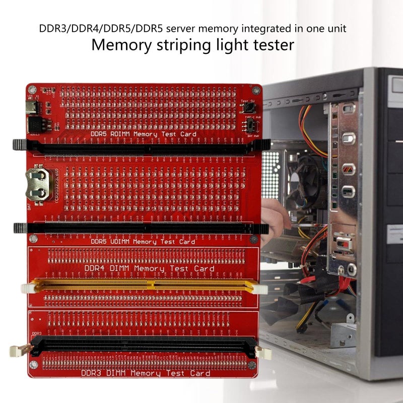 بطاقة تشخيص ذاكرة الوصول العشوائي العالمية من أجل وحدات ذاكرة DDR3 وDDR4 وDDR5 من نوع UDIMM وRDIMM لأجهزة سطح المكتب والخوادم - Image 3