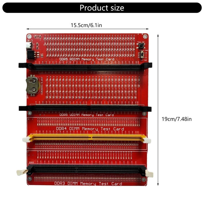 بطاقة تشخيص ذاكرة الوصول العشوائي العالمية من أجل وحدات ذاكرة DDR3 وDDR4 وDDR5 من نوع UDIMM وRDIMM لأجهزة سطح المكتب والخوادم - Image 5