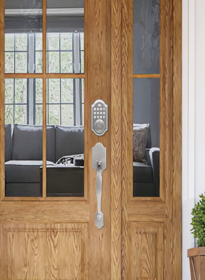 NeuType Keyless Entry Door Lock with Handle, Electronic Keypad Deadbolt, Front Door Lock Sets, Auto Lock, 1-Touch Locking, 50 User Codes, Easy to Install, for Homes Office and Hotel, Satin Nickel - Image 2