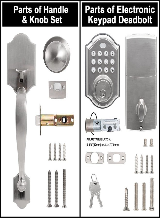 NeuType Keyless Entry Door Lock with Handle, Electronic Keypad Deadbolt, Front Door Lock Sets, Auto Lock, 1-Touch Locking, 50 User Codes, Easy to Install, for Homes Office and Hotel, Satin Nickel - Image 4