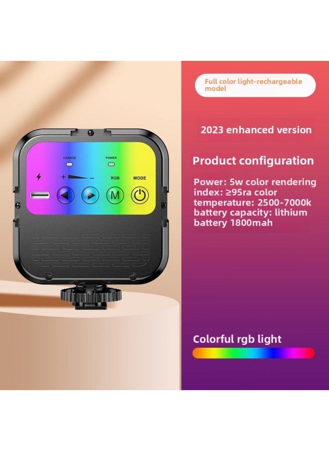 Generic Supplementary Light Mini Portable Selfie Mobile Phone Live Photo Lighting Light RGB Full Color SLR Camera Photography Port-Specifications:Rgb [full Color Enhanced Version] Fill Light  - Image 1