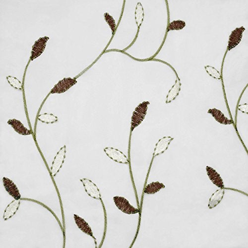 Creative Home Ideas Wavy Leaves, Embroidered Window Curtain with Grommets, 100% Polyester, Light Filtering, Sheer, Modern Drapes, 54" x 84", Sage - 1 Single Panel - Image 3