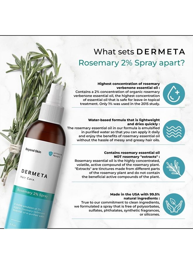 Dermeta Organic Rosemary Spray for Hair Growth & Scalp Health | Made in USA | Contains Maximum Recommended Concentration of Rosemary EO | Naturally Treats Thinning Hair, 8 Fl Oz (Pack of 1)  - Image 4
