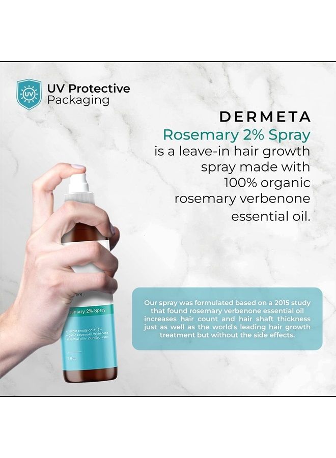 Dermeta Organic Rosemary Spray for Hair Growth & Scalp Health | Made in USA | Contains Maximum Recommended Concentration of Rosemary EO | Naturally Treats Thinning Hair, 8 Fl Oz (Pack of 1)  - Image 2