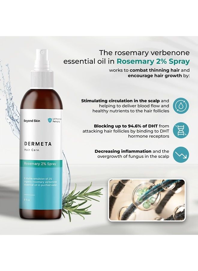 Dermeta Organic Rosemary Spray for Hair Growth & Scalp Health | Made in USA | Contains Maximum Recommended Concentration of Rosemary EO | Naturally Treats Thinning Hair, 8 Fl Oz (Pack of 1)  - Image 3