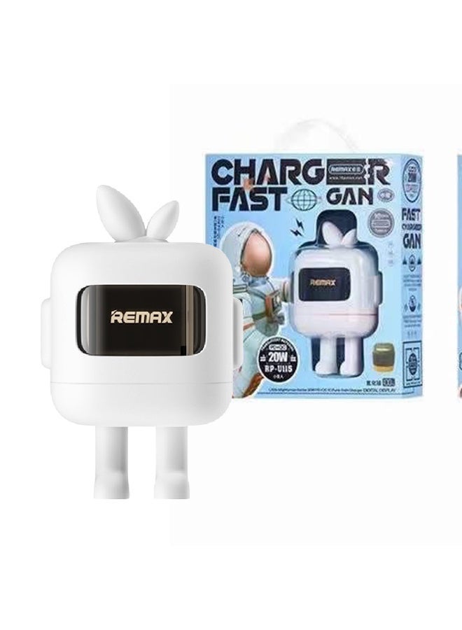 ريماكس شاحن سريع صغير بقوة 20 وات مع غطاء حماية لطيف، يدعم تقنية PD وQC من النوع C، وتقنية GaN، وحماية آمنة من الجهد الزائد، ومحول سفر صغير الحجم - Image 2
