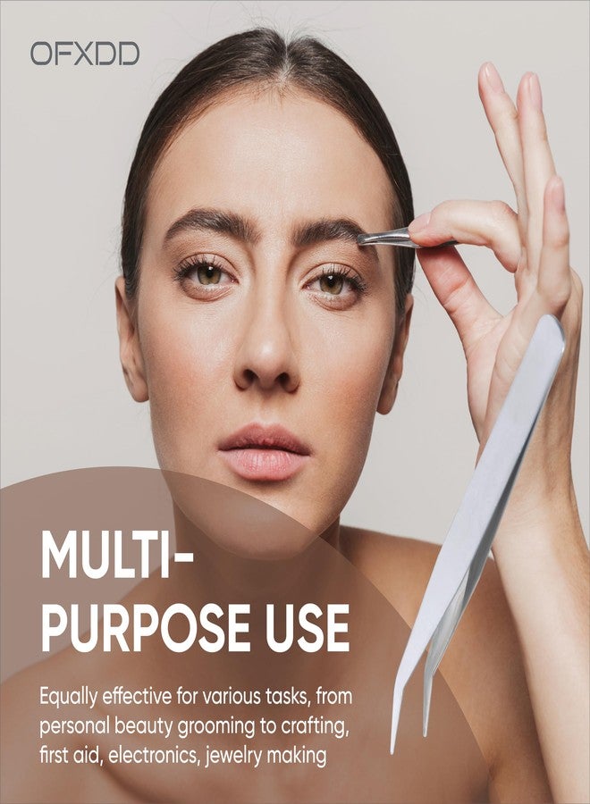 OFXDD Tweezers for Crafts 3.94″ - Ingrown Hair Tweezers Stainless Steel - Tweezers Precision for Plucking Eyebrow, Curved - Fine Pointed Tweezers for Splinter - Image 4