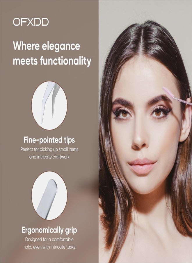 OFXDD Tweezers for Crafts 3.94″ - Ingrown Hair Tweezers Stainless Steel - Tweezers Precision for Plucking Eyebrow, Curved - Fine Pointed Tweezers for Splinter - Image 3