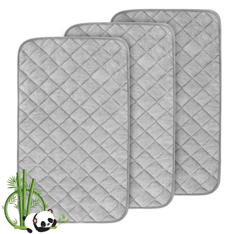 Pura Waterproof Changing Pad Liners Grey, 3 Pack, Skin Friendly Soft Viscose Terry Towel Fabric and Absorbent, Diaper changing table cover, Larger In Size 27"×14" - Image 1