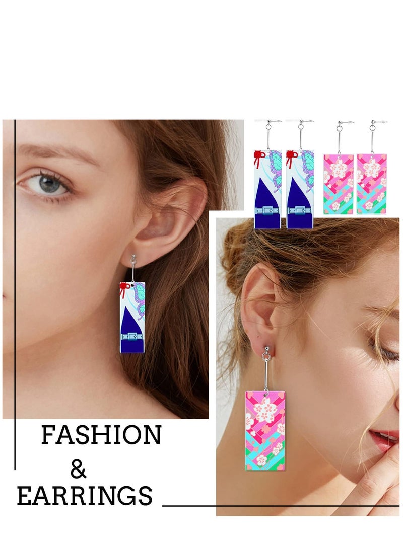 KASTWAVE 12 Pairs Women's Tanjiro Earrings Anime Demon Slayer Earrings Cosplay Fashion Double-sided Acrylic Alloy Resin Earrings - Image 4