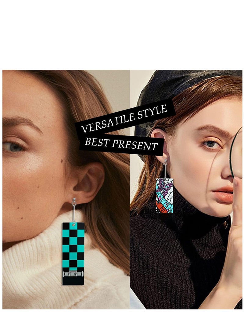 KASTWAVE 12 Pairs Women's Tanjiro Earrings Anime Demon Slayer Earrings Cosplay Fashion Double-sided Acrylic Alloy Resin Earrings - Image 3