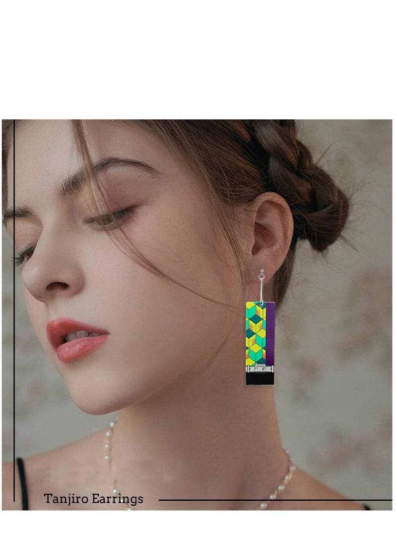 KASTWAVE 12 Pairs Women's Tanjiro Earrings Anime Demon Slayer Earrings Cosplay Fashion Double-sided Acrylic Alloy Resin Earrings - Image 2
