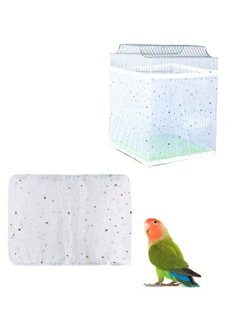 Bird Cage Seed Catcher,Adjustable Bird Cage Net Cover Birdcage Seed Feather Catcher Soft Skirt Guard Birdcage Nylon Mesh Netting for Parrot Parakeet Macaw Round Square Cages,Prevent Scatter and Mess - Image 1