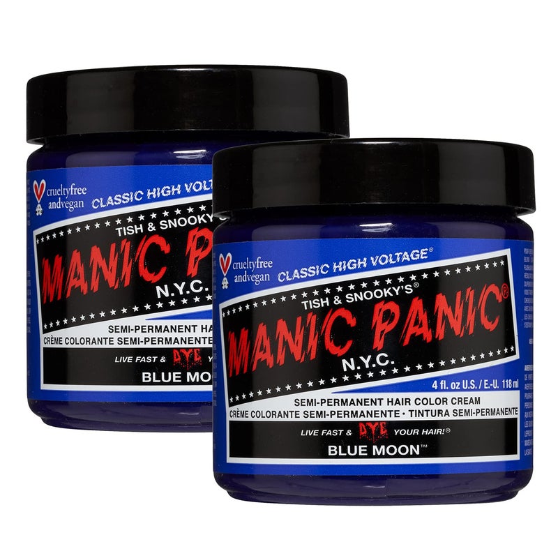 MANIC PANIC Classic Blue Moon Semi Permanent Hair Color - Neon Cool Blue Hair Dye for Women & Men That Lasts 4-6 Weeks - Vegan, Ammonia & Cruelty-Free - Create & Mix Custom Shades (4oz) - Image 1