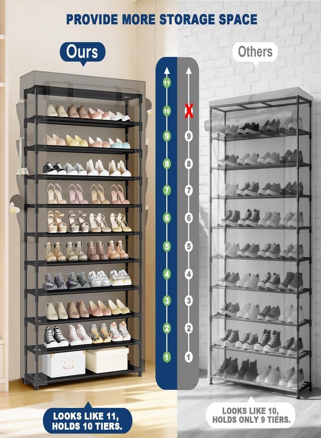 Mavivegue Shoe Rack with Cover, 10+1 Tier Tall Shoe Storage for 50-55 Pairs of Shoes, Shoe Organizer for Entryway, Closet - Image 4