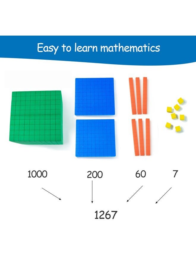 stochastic box Foam Base Ten Set for Math 146 PCS Place Value Blocks,Counting Cubes for Kids Math,Base 10 Math Manipulatives for Early Counting Math Toy in School Home - Image 2