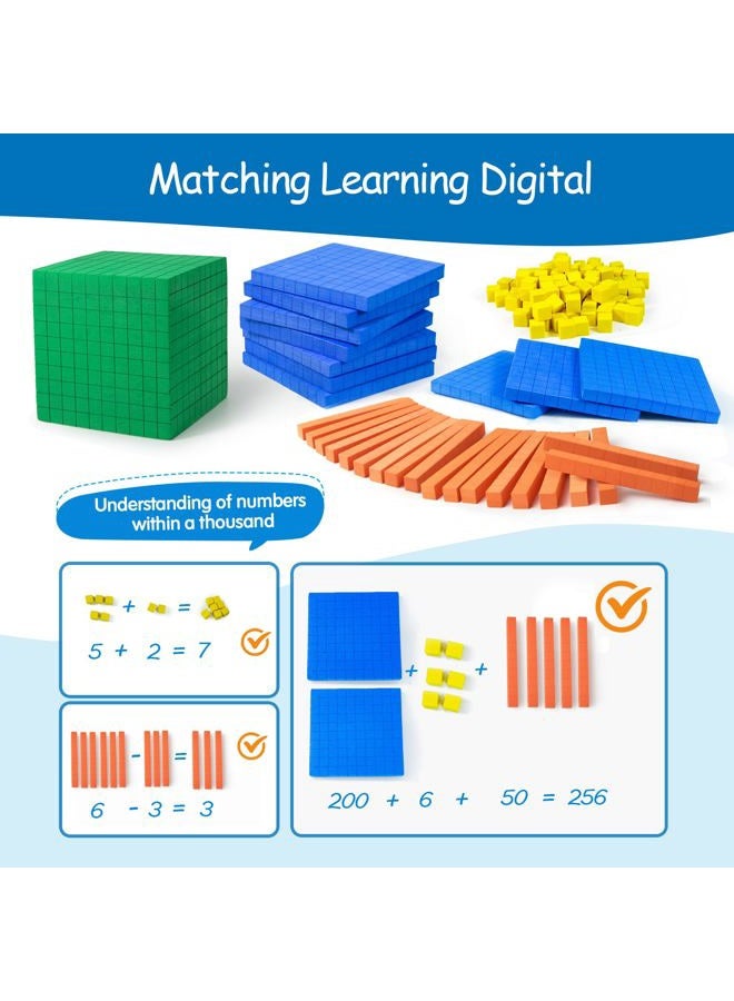 stochastic box Foam Base Ten Set for Math 146 PCS Place Value Blocks,Counting Cubes for Kids Math,Base 10 Math Manipulatives for Early Counting Math Toy in School Home - Image 3