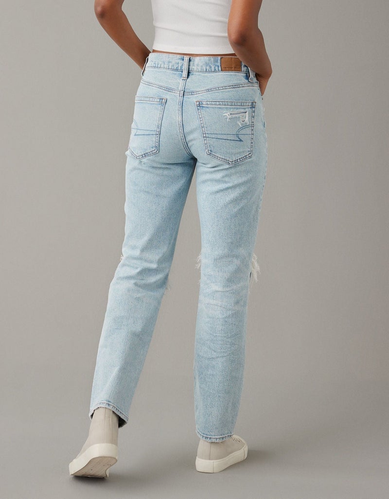 American Eagle AE Stretch Super High-Waisted Ripped Ankle Straight Jean - Image 2