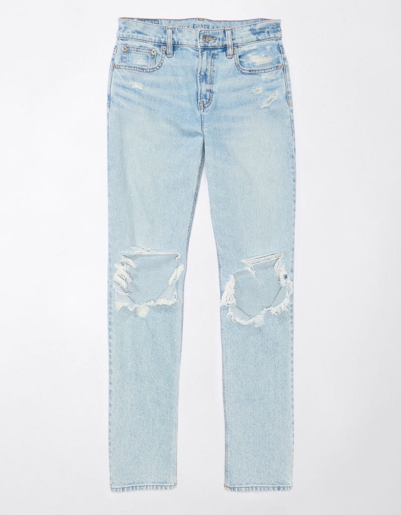 American Eagle AE Stretch Super High-Waisted Ripped Ankle Straight Jean - Image 4