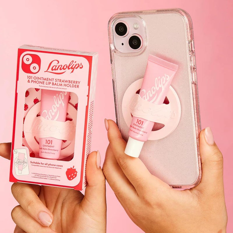 Lanolips 101 Ointment Strawberry & Lip Phone Holder - Fruity Lip Balm with Vitamin E Oil and Lanolin for Lip Hydration (0.35 Ounce) - Image 5